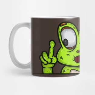 Frog Cartoon With Crazy Face Expression Mug